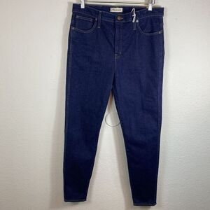 NWT Madewell Jeans Womens 32‎ Dark Blue 10" High Rise Skinny Denim